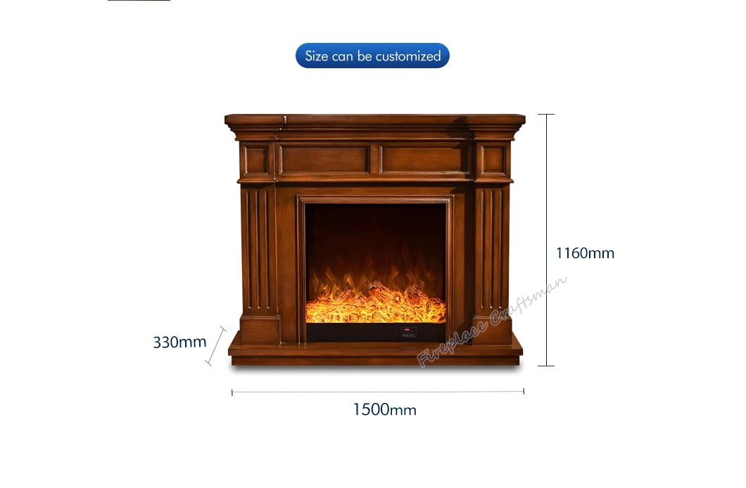 Modern Wooden Brown Mantle Electric Fireplace with LED Flame Heater Insert for Decor TV Stand