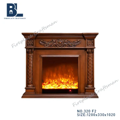 Hand Carved White Wooden Natural Electric Fireplace Mantle with Factory Price